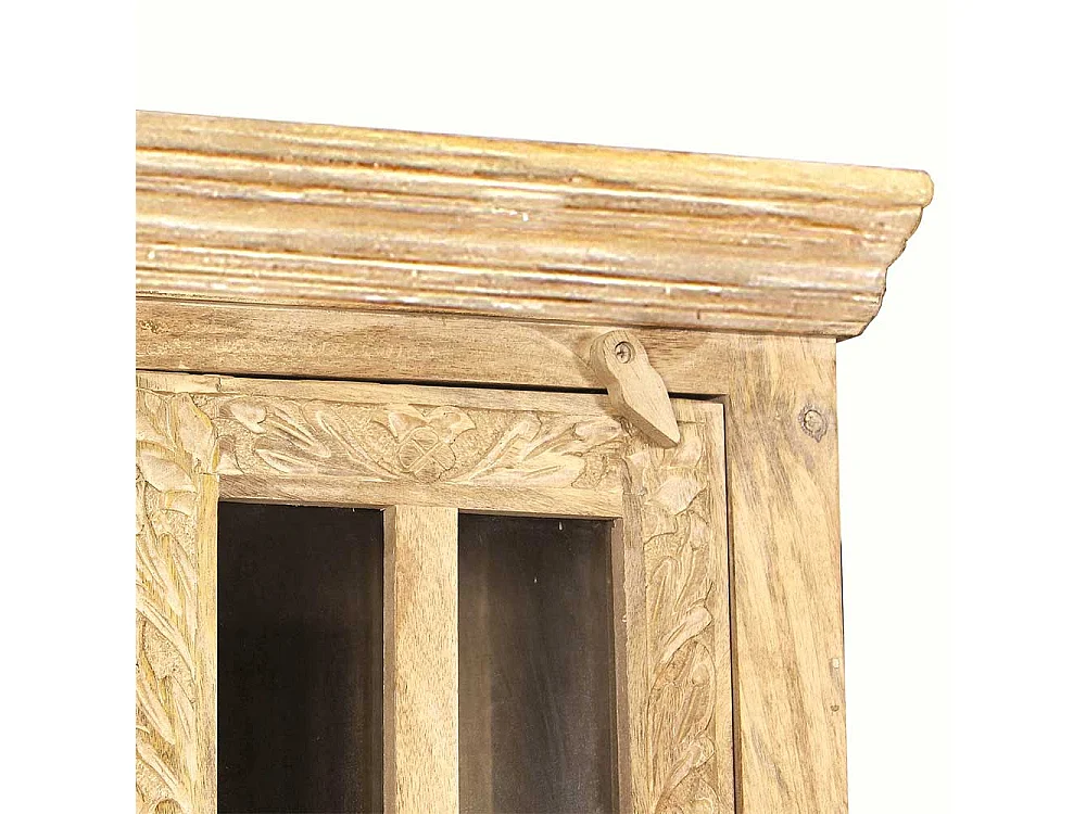 Bad Midischrank aus Mangobaum Massivholz Sandfarben handgearbeitet