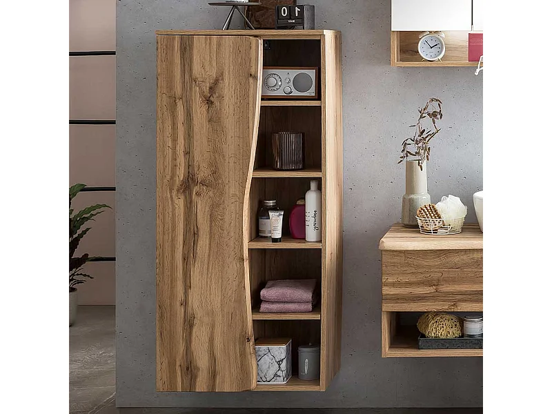 Badseitenschrank im Landhausstil Tür in Baumkantenoptik