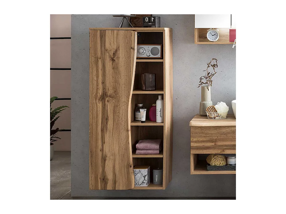 Badseitenschrank im Landhausstil Tür in Baumkantenoptik