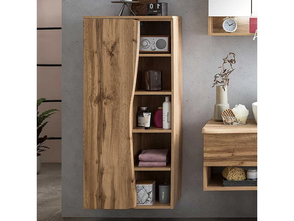 Badseitenschrank im Landhausstil Tür in Baumkantenoptik