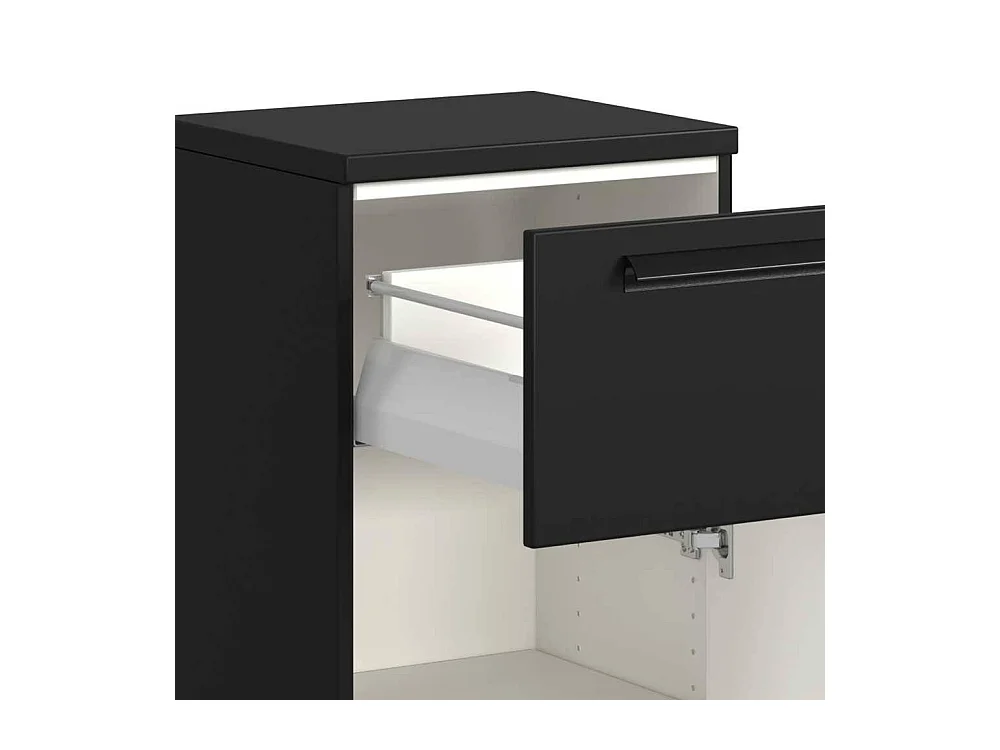Badezimmerschrank Badschrank in Schwarz mit Metallgriffen