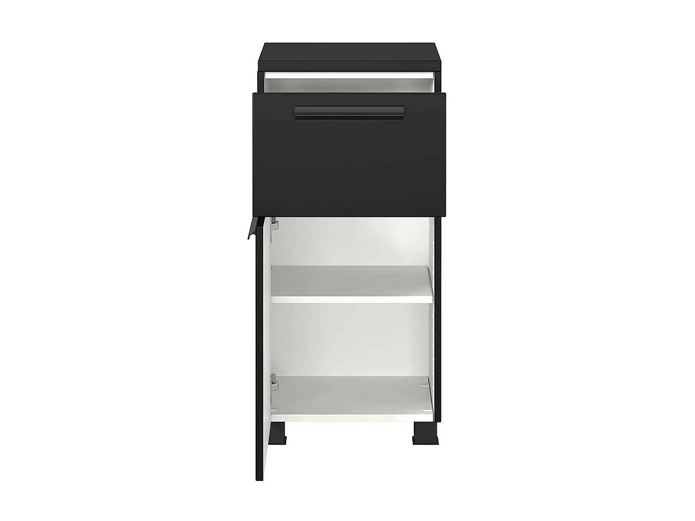 Badezimmerschrank Badschrank in Schwarz mit Metallgriffen