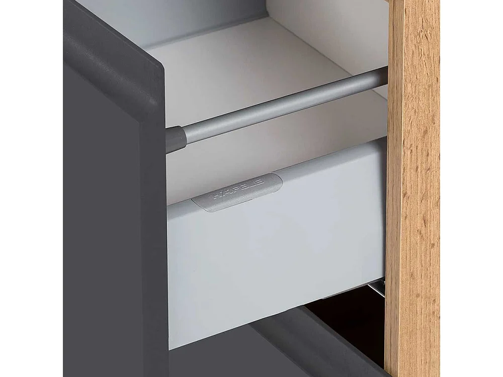 Großer Badezimmerschrank in Wildeichefarben Dunkelgrau