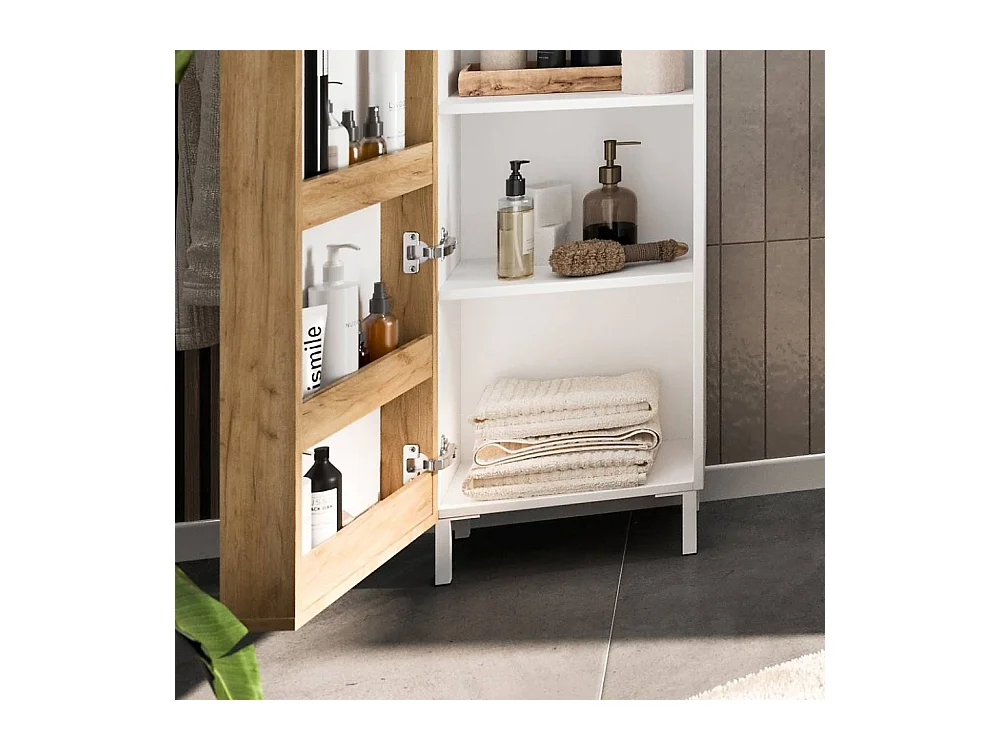 Hochschrank Badhochschrank mit Spiegeltür 195 cm hoch