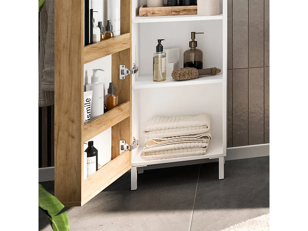 Hochschrank Badhochschrank mit Spiegeltür 195 cm hoch