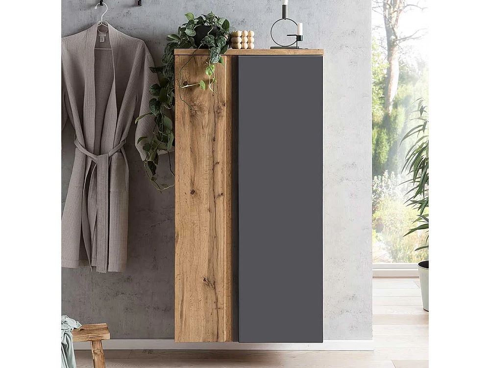 Moderner Badmidischrank 135 cm hoch 2 Türen mit Soft Close