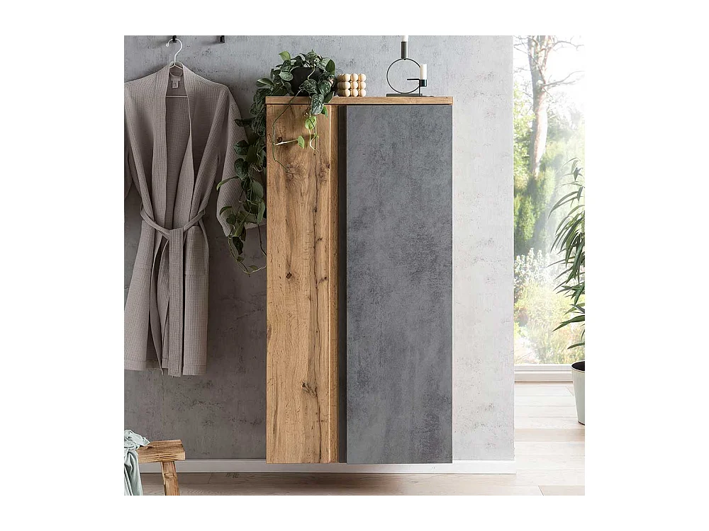 Moderner Midischrank in Wildeichefarben Beton Optik Grau