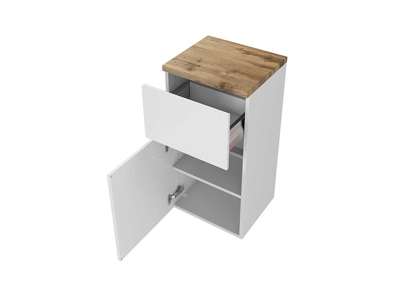 Badezimmer Unterschrank in Weiß und Wildeiche Optik 40 cm breit