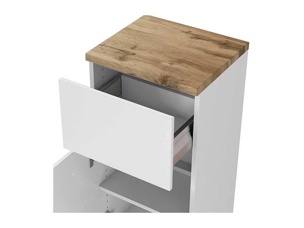 Badezimmer Unterschrank in Weiß und Wildeiche Optik 40 cm breit