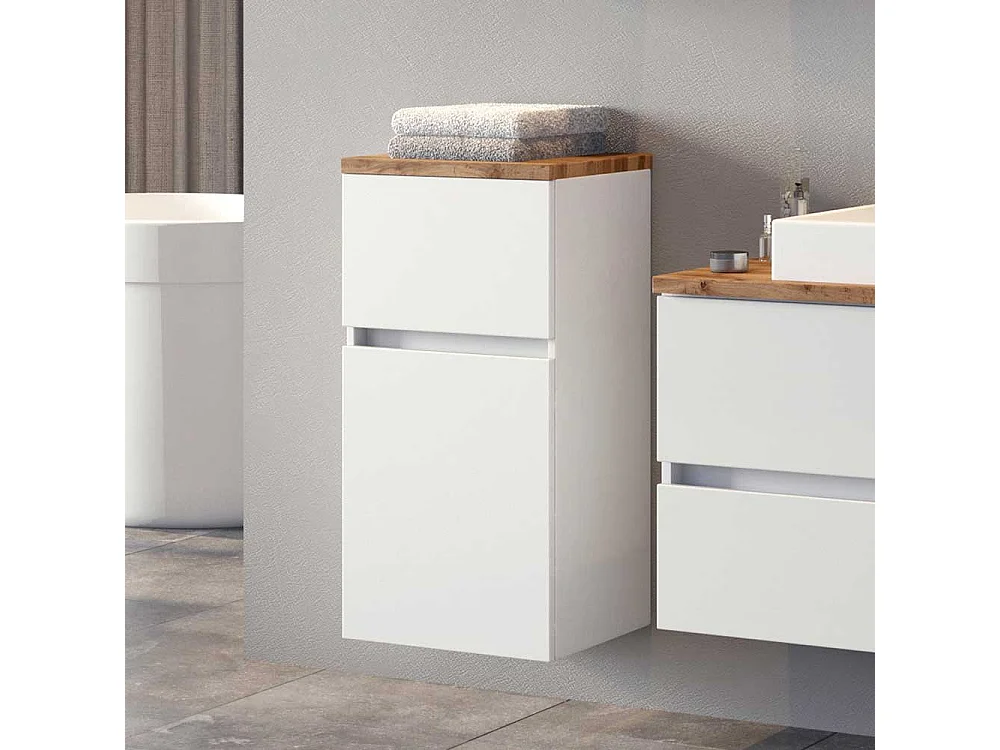 Badezimmer Unterschrank in Weiß und Wildeiche Optik 40 cm breit
