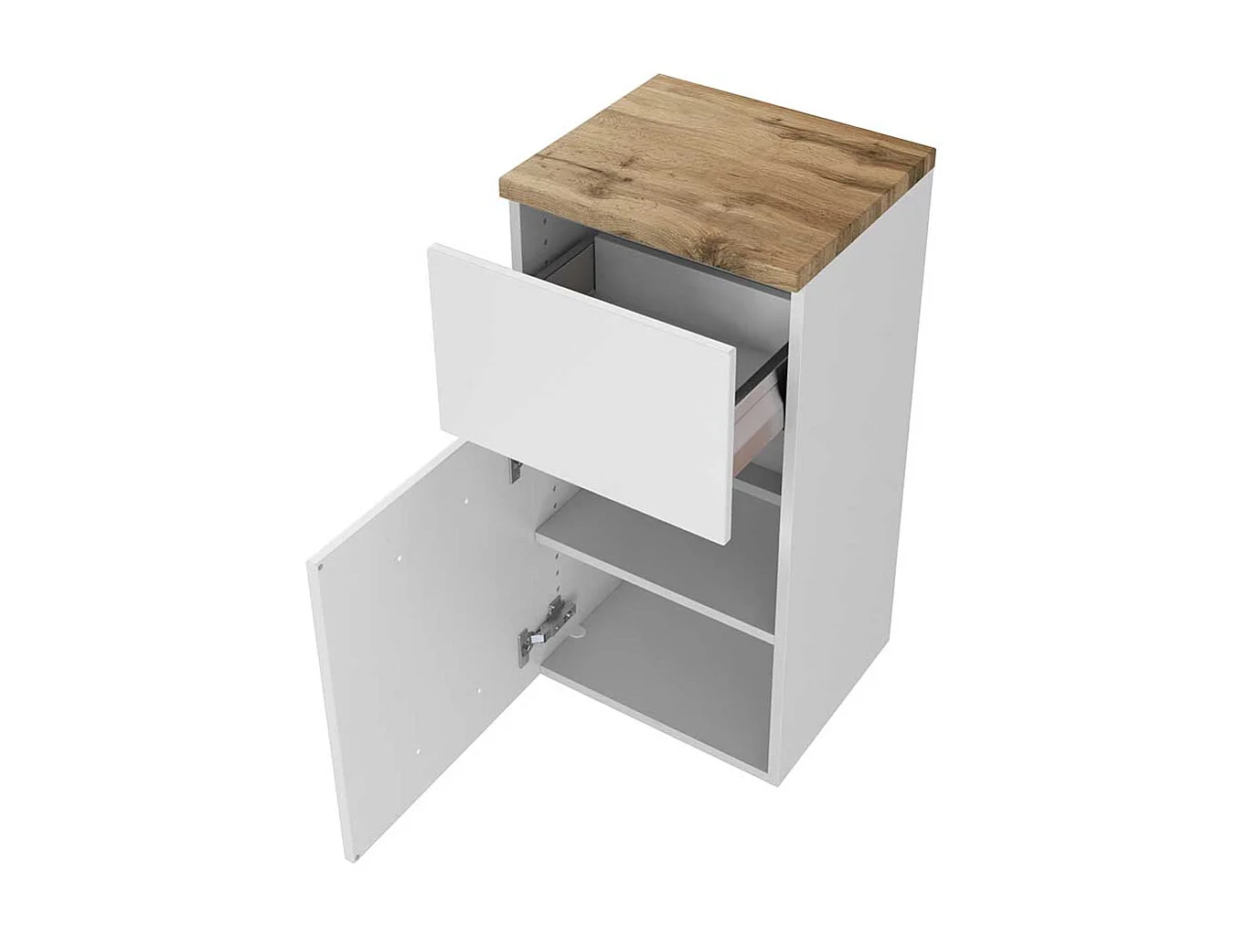 Badezimmer Unterschrank in Weiß und Wildeiche Optik 40 cm breit