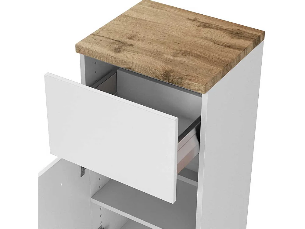 Badezimmer Unterschrank in Weiß und Wildeiche Optik 40 cm breit