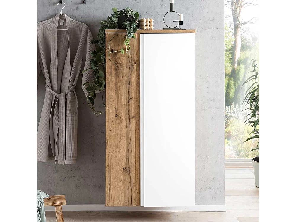 Badezimmermidischrank modern in Wildeichefarben und Weiß Made in Germany