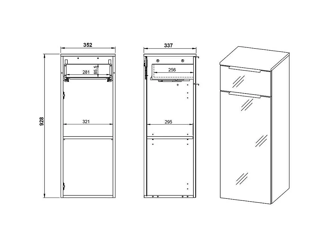 Hängender Badezimmerschrank in Dunkelgrau Made in Germany