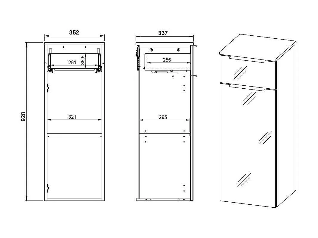 Hängender Badezimmerschrank in Dunkelgrau Made in Germany