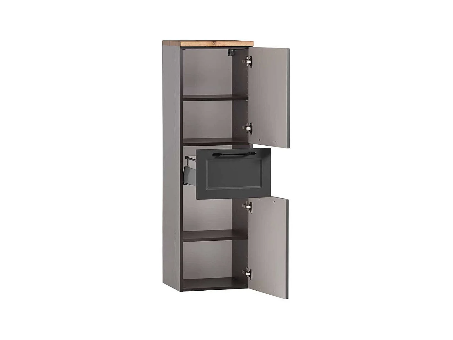 Hochschrank Badhochschrank in Dunkelgrau mit Drehtüren