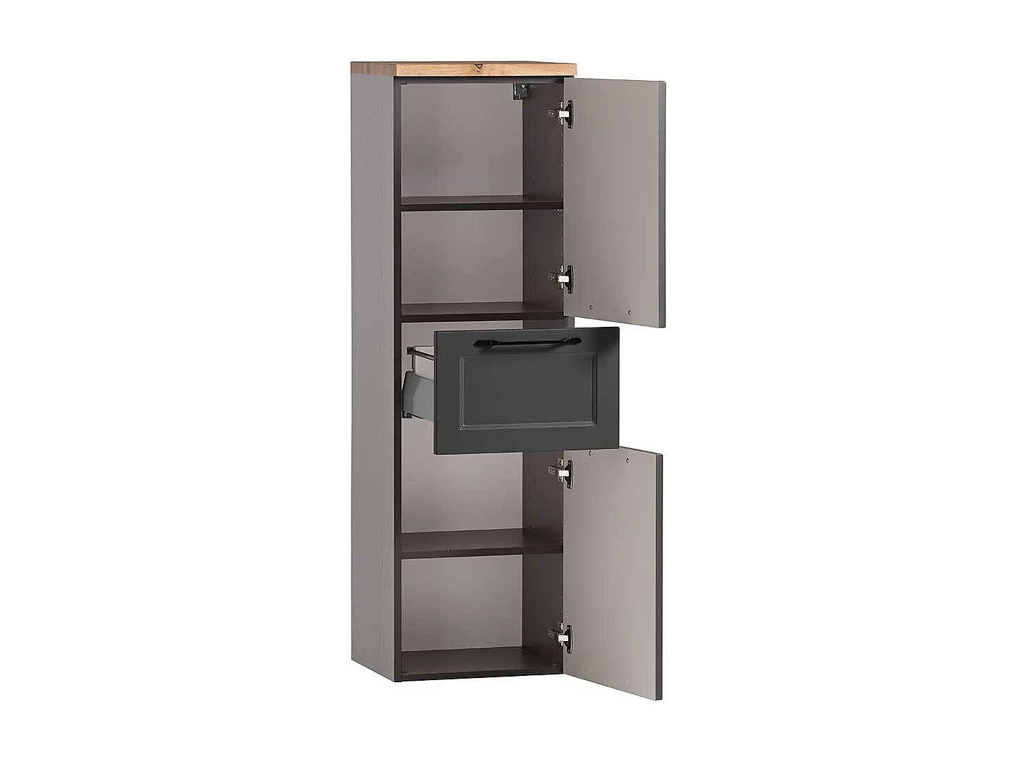 Hochschrank Badhochschrank in Dunkelgrau mit Drehtüren