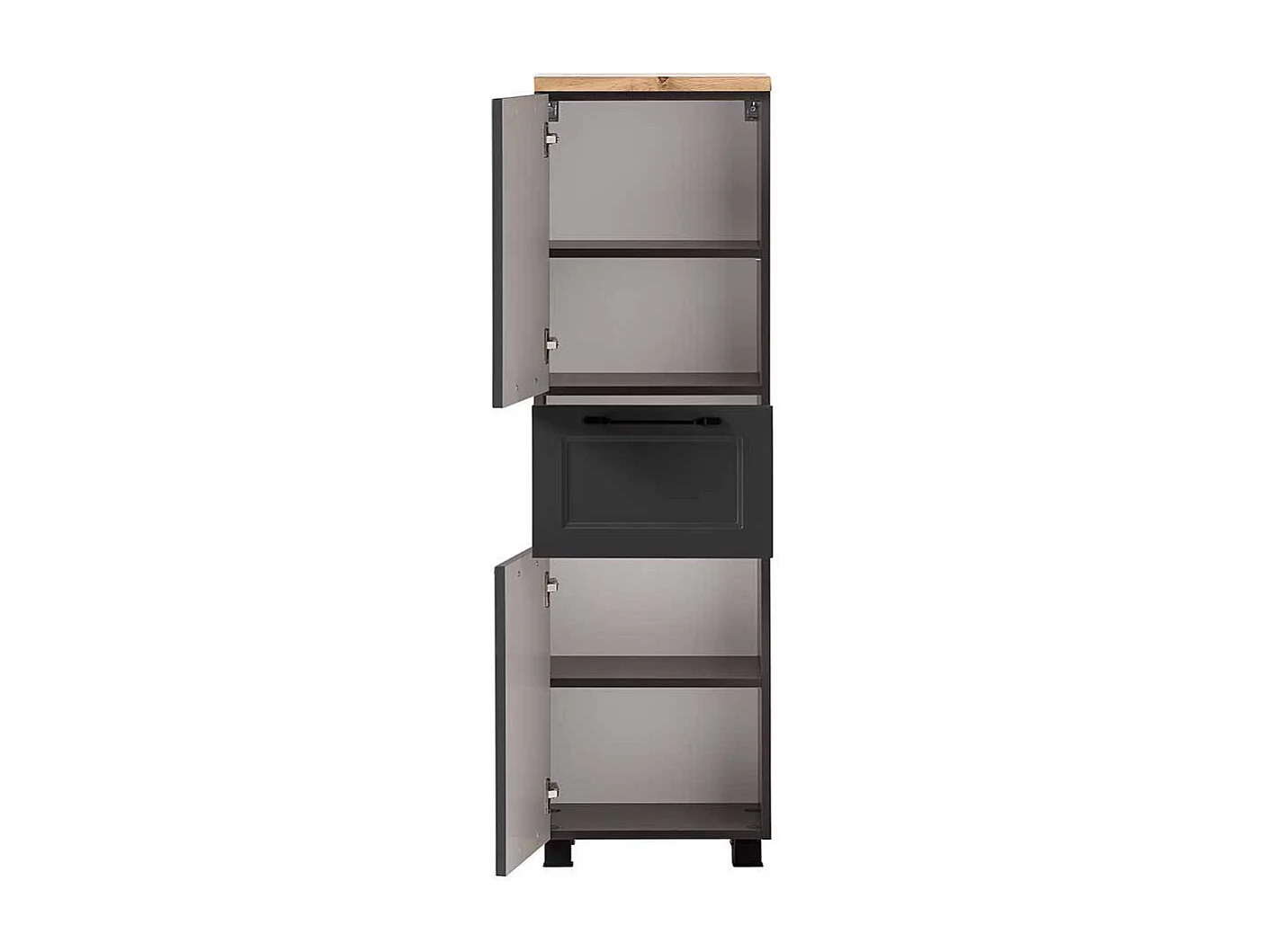 Hochschrank Badhochschrank in Dunkelgrau mit Drehtüren