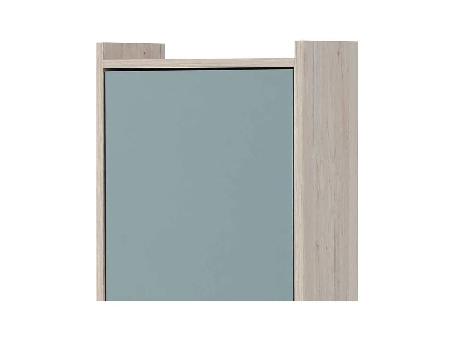 Badseitenschrank modern in Hellblau und Eiche hell 177 cm hoch