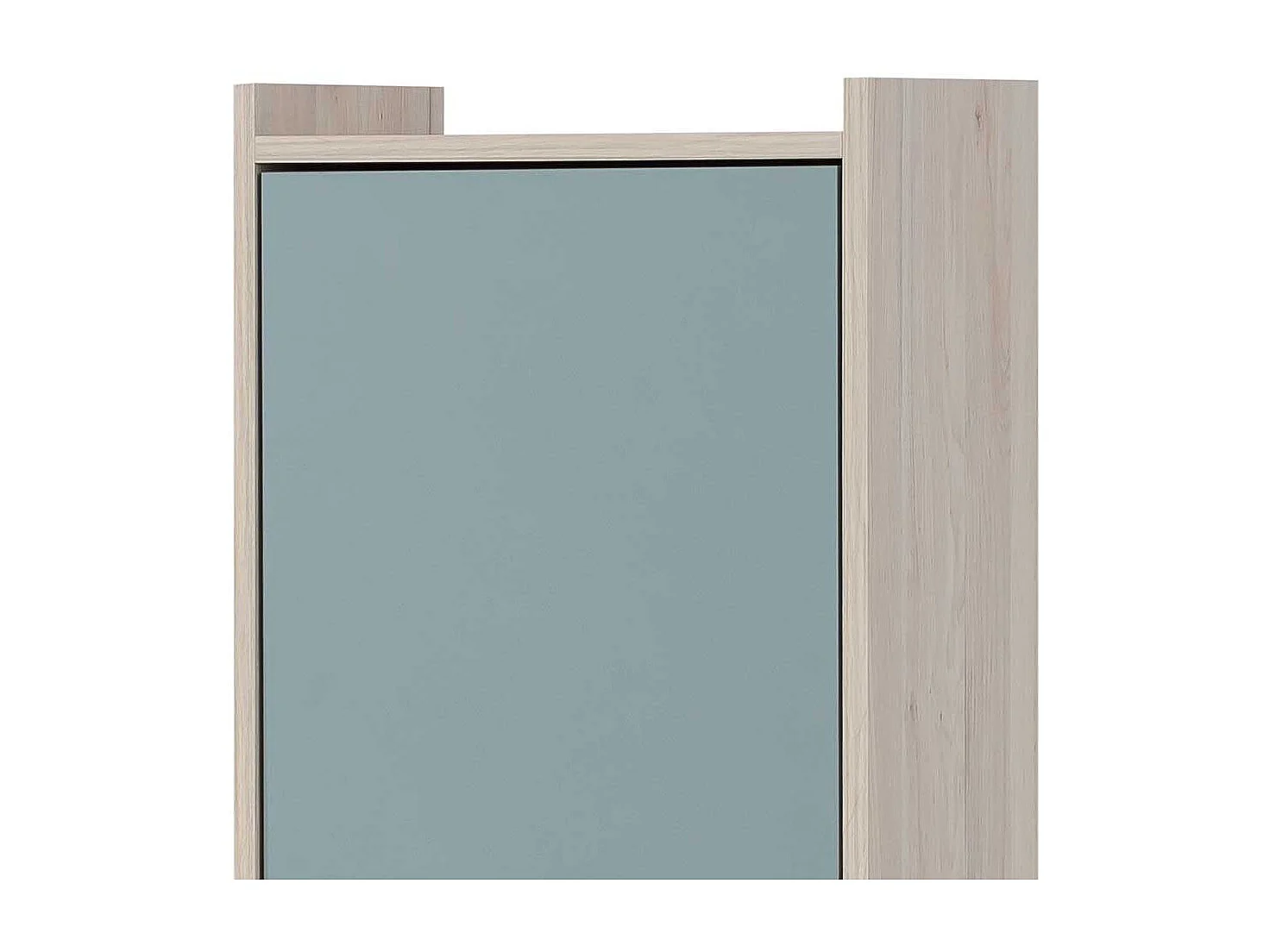 Badseitenschrank modern in Hellblau und Eiche hell 177 cm hoch