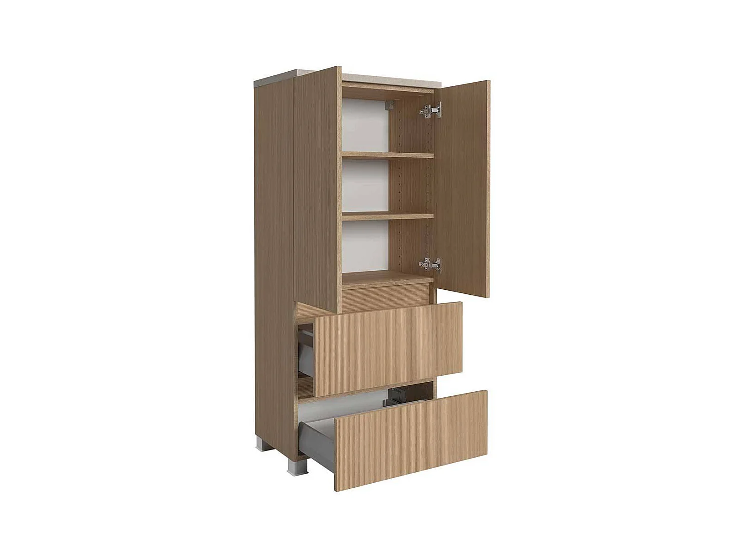 Midischrank Badmidischrank mit zwei Schubladen und Drehtüren