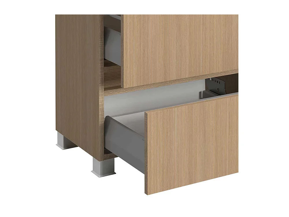 Midischrank Badmidischrank mit zwei Schubladen und Drehtüren