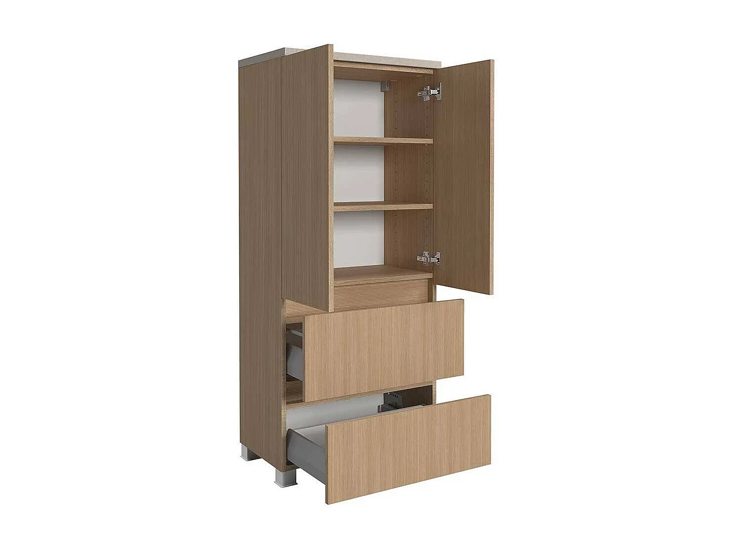 Midischrank Badmidischrank mit zwei Schubladen und Drehtüren