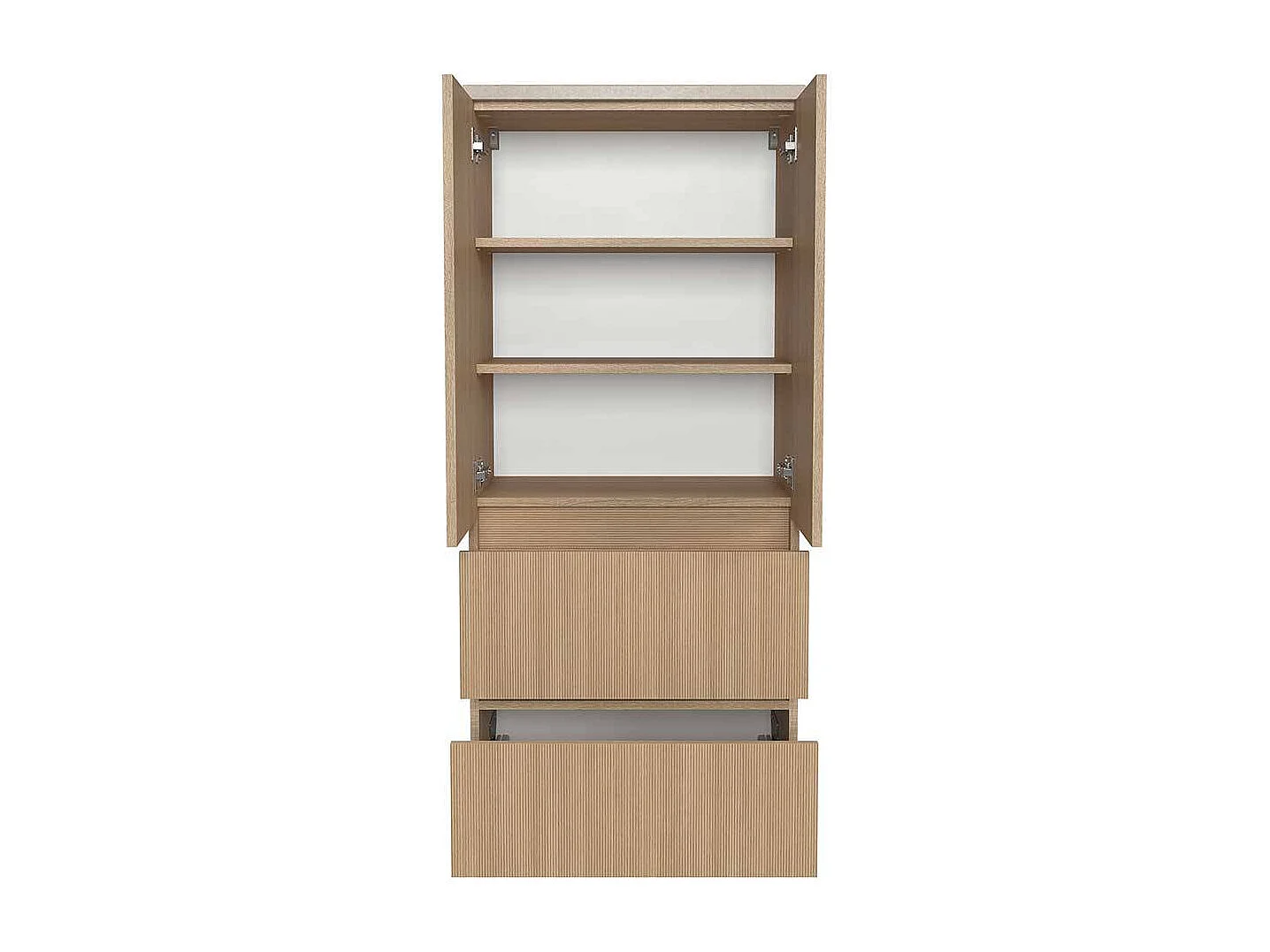 Midischrank Badmidischrank mit zwei Schubladen und Drehtüren