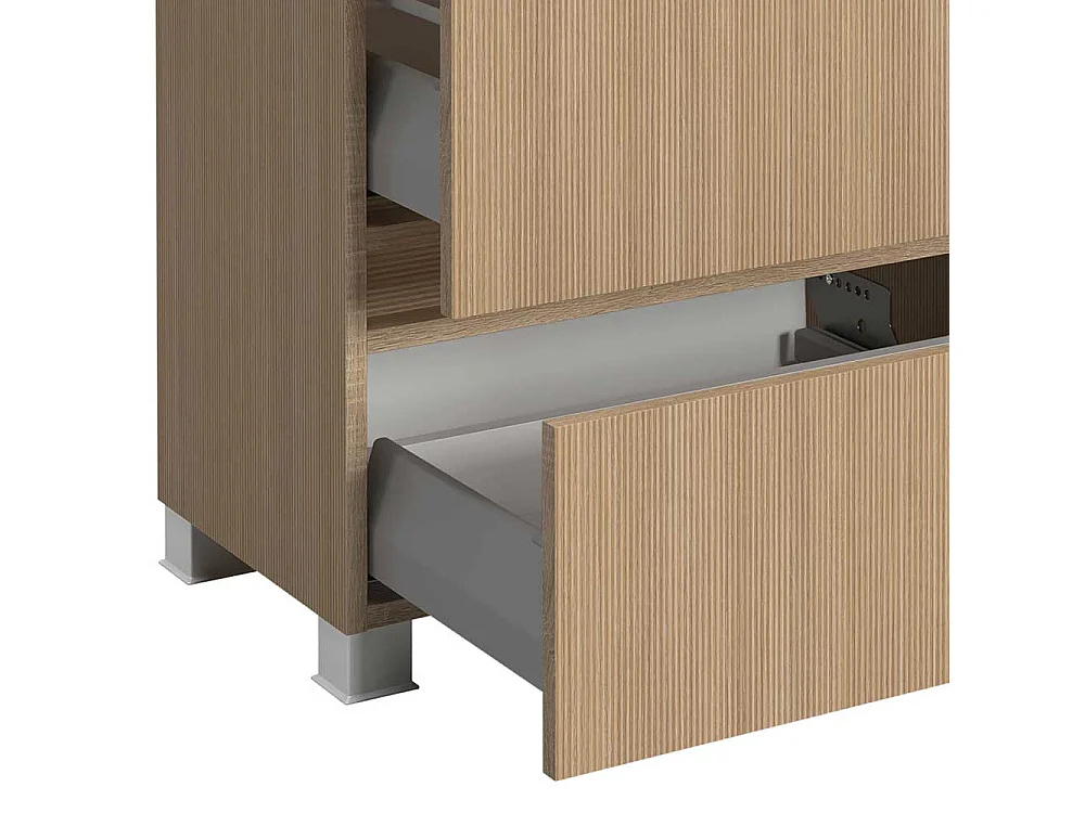 Midischrank Badmidischrank mit zwei Schubladen und Drehtüren