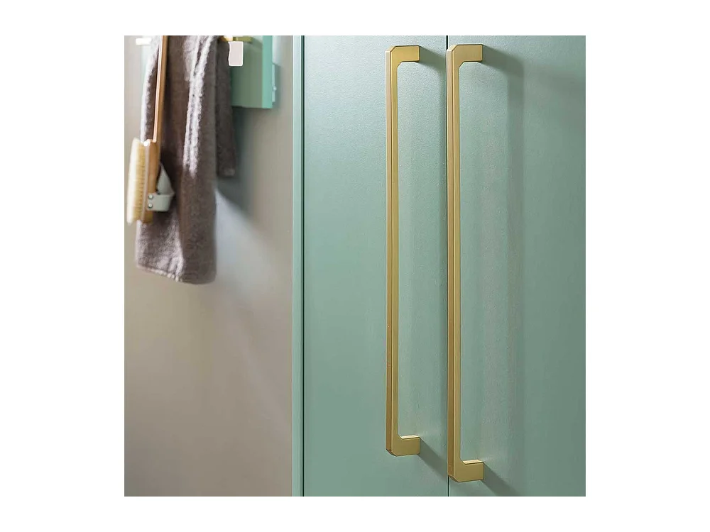 Badezimmerschrank in Mintgrün und Goldfarben 155 cm hoch