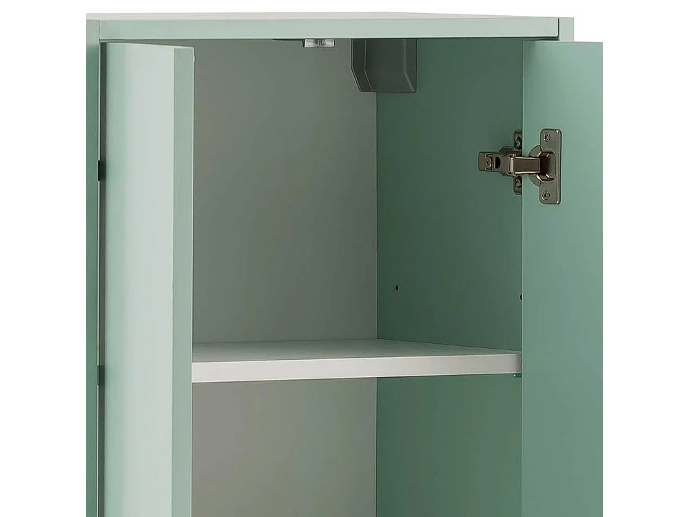 Badezimmerschrank in Mintgrün und Goldfarben 155 cm hoch