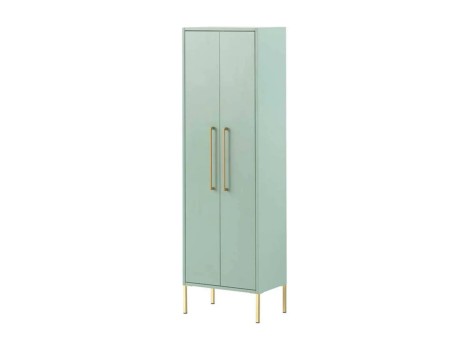 Badezimmerschrank in Mintgrün und Goldfarben 155 cm hoch