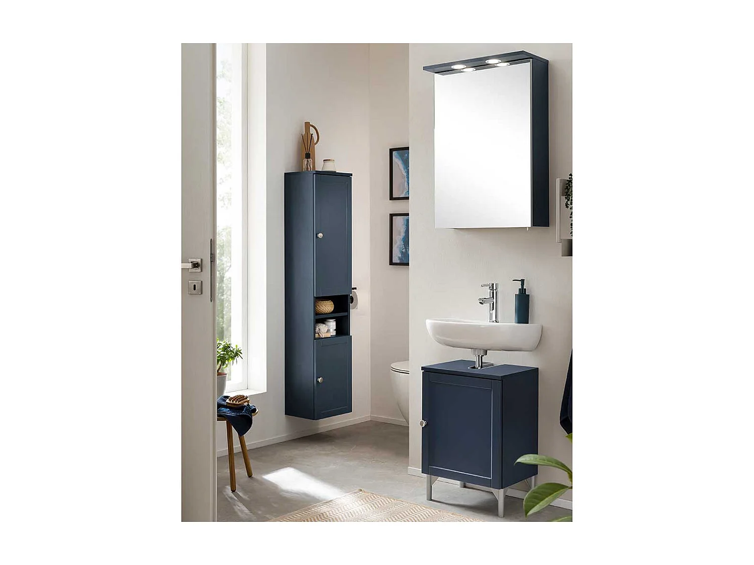 Badezimmer Hochschrank im Landhausstil 31 cm breit