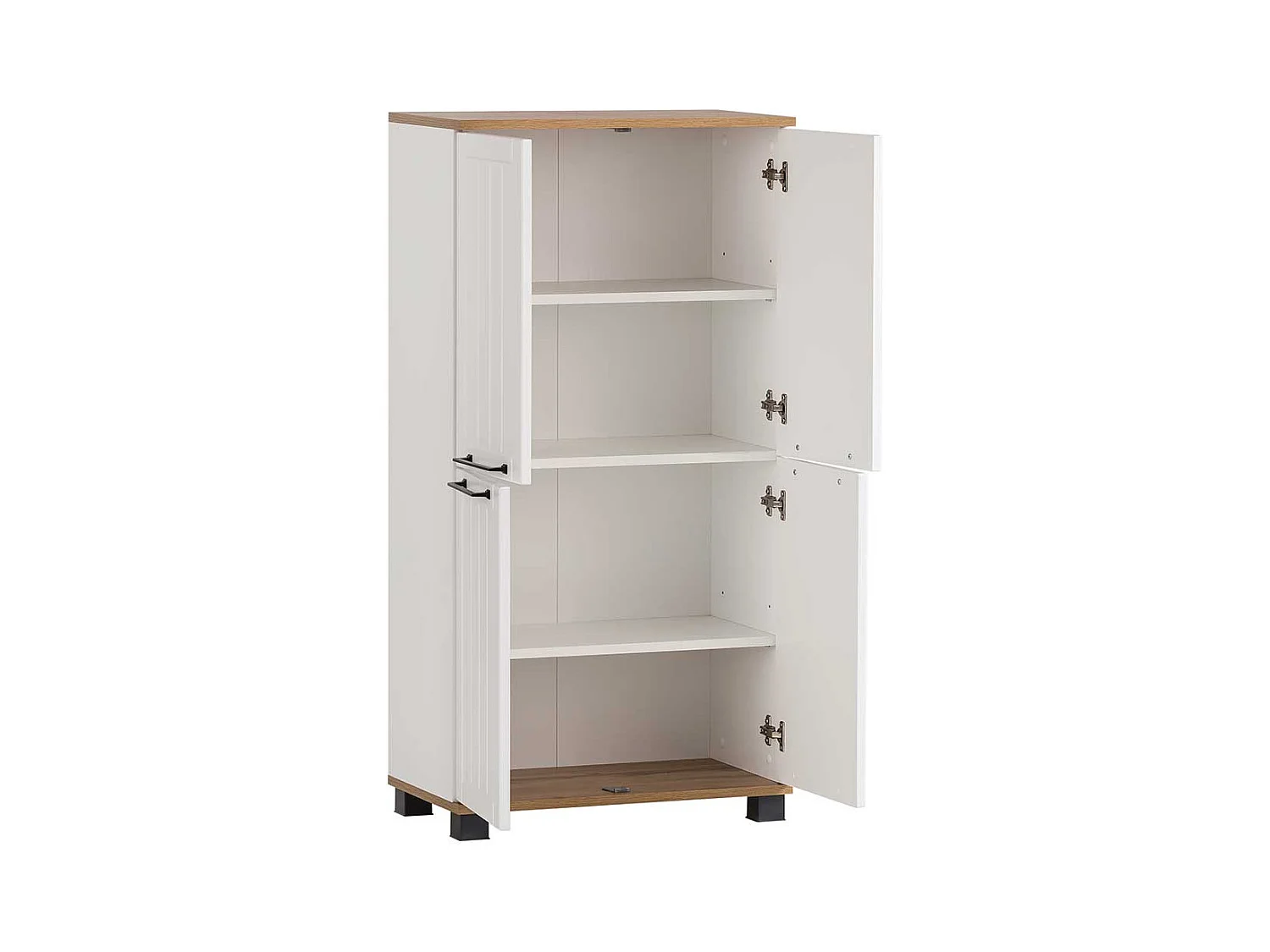 Landhaus Bad Hochschrank in Weiß und Eiche Holzoptik Made in Germany