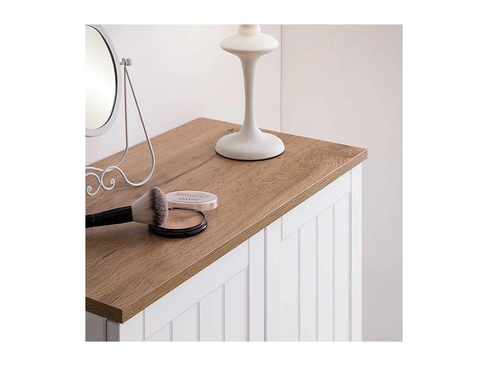 Landhaus Bad Hochschrank in Weiß und Eiche Holzoptik Made in Germany