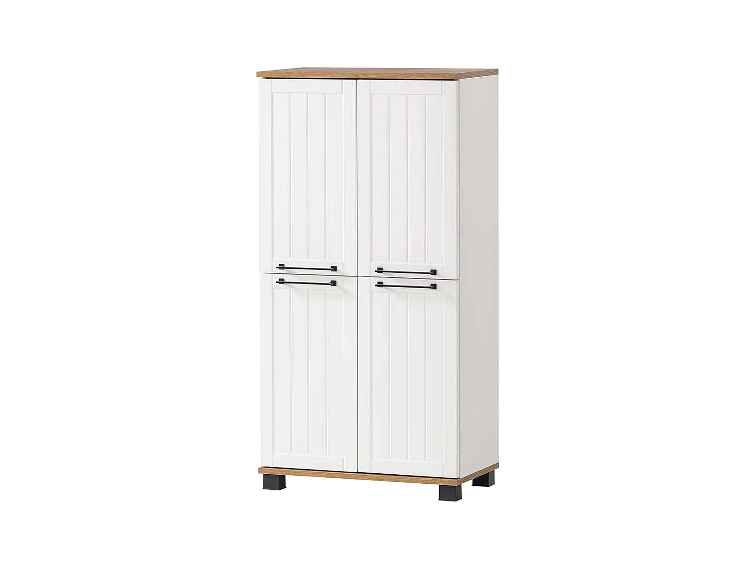 Landhaus Bad Hochschrank in Weiß und Eiche Holzoptik Made in Germany