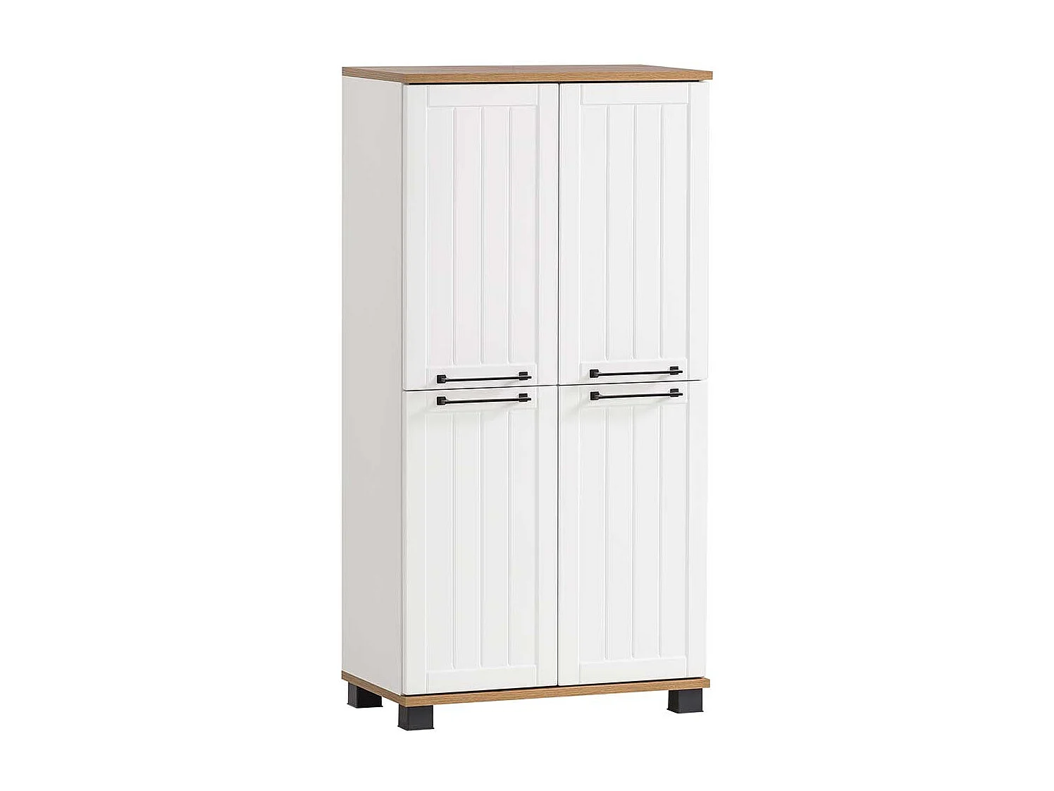 Landhaus Bad Hochschrank in Weiß und Eiche Holzoptik Made in Germany