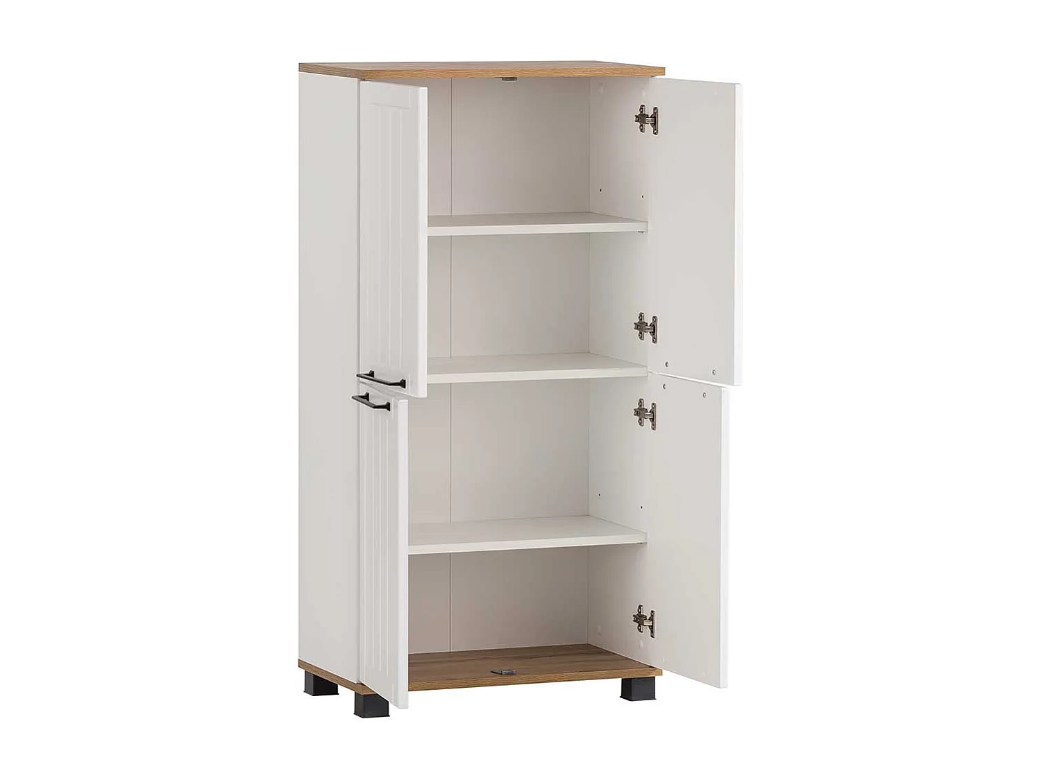 Landhaus Bad Hochschrank in Weiß und Eiche Holzoptik Made in Germany