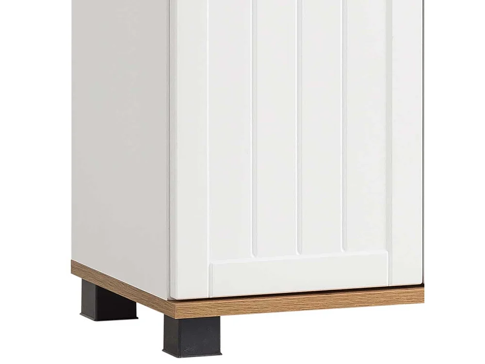 Landhaus Bad Hochschrank in Weiß und Eiche Holzoptik Made in Germany