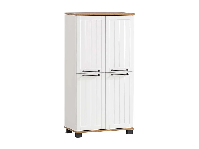 Landhaus Bad Hochschrank in Weiß und Eiche Holzoptik Made in Germany