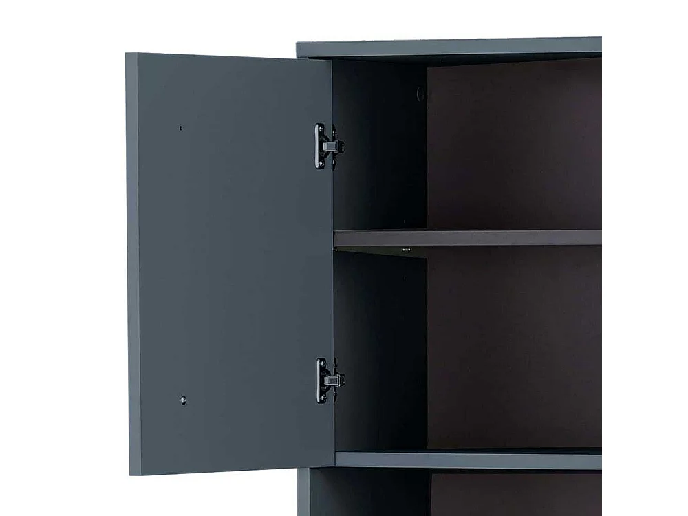 Badhochschrank Skandi Stil in Petrol Eichefarben