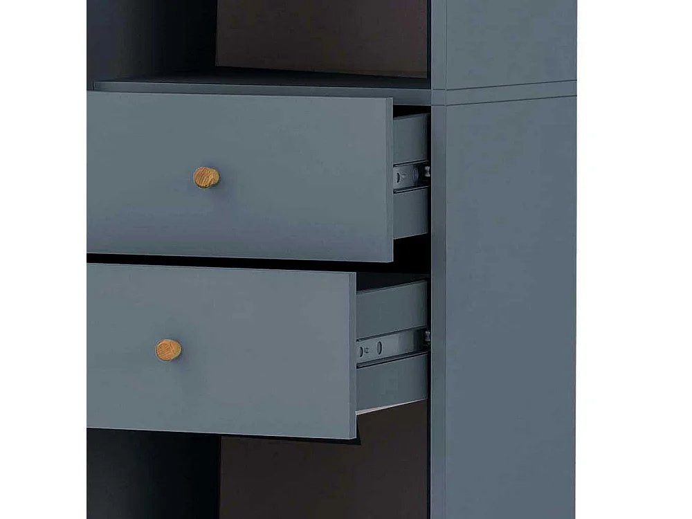 Badhochschrank Skandi Stil in Petrol Eichefarben