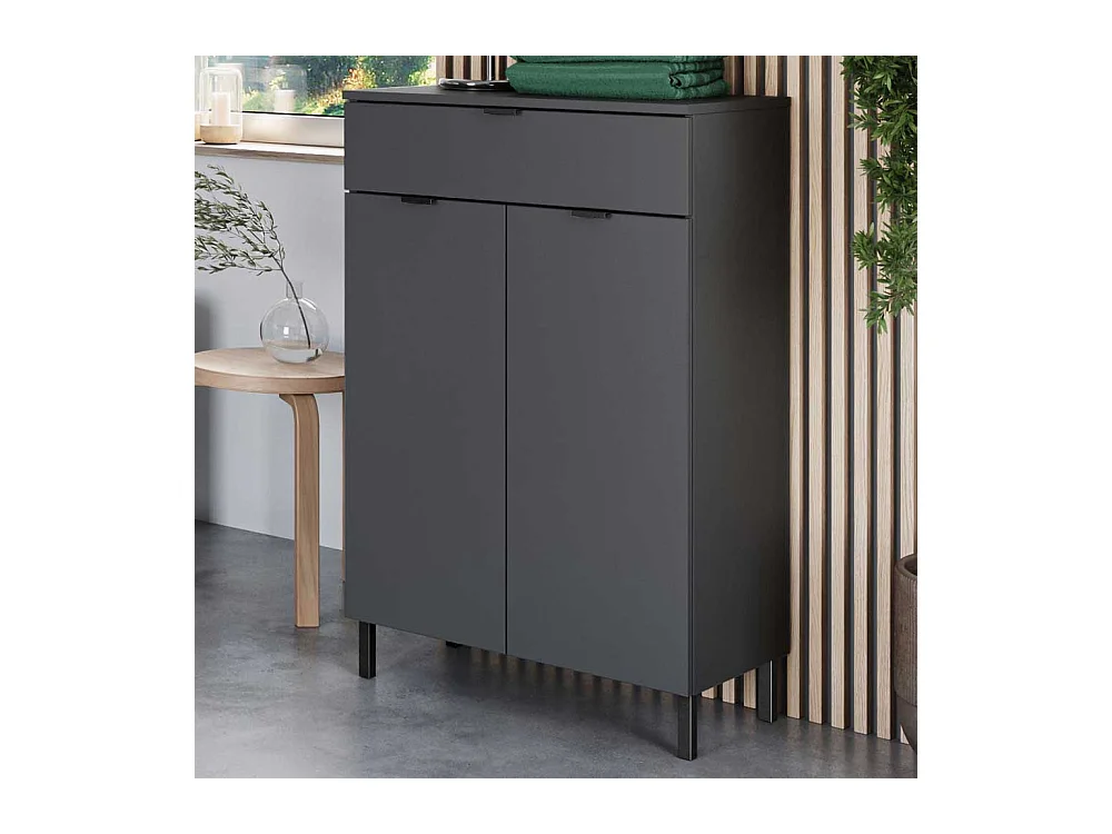 Bad Kommode Made in Germany Dunkelgrau melaminbeschichtet