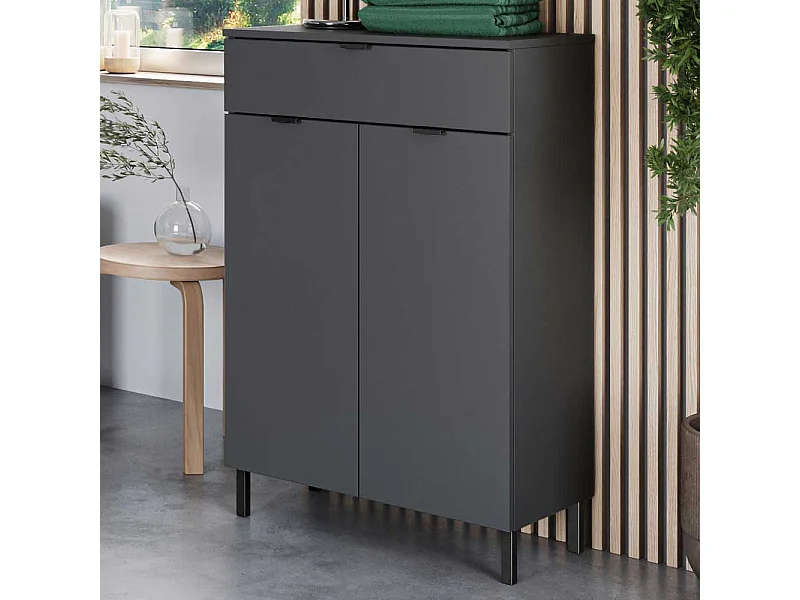 Bad Kommode Made in Germany Dunkelgrau melaminbeschichtet