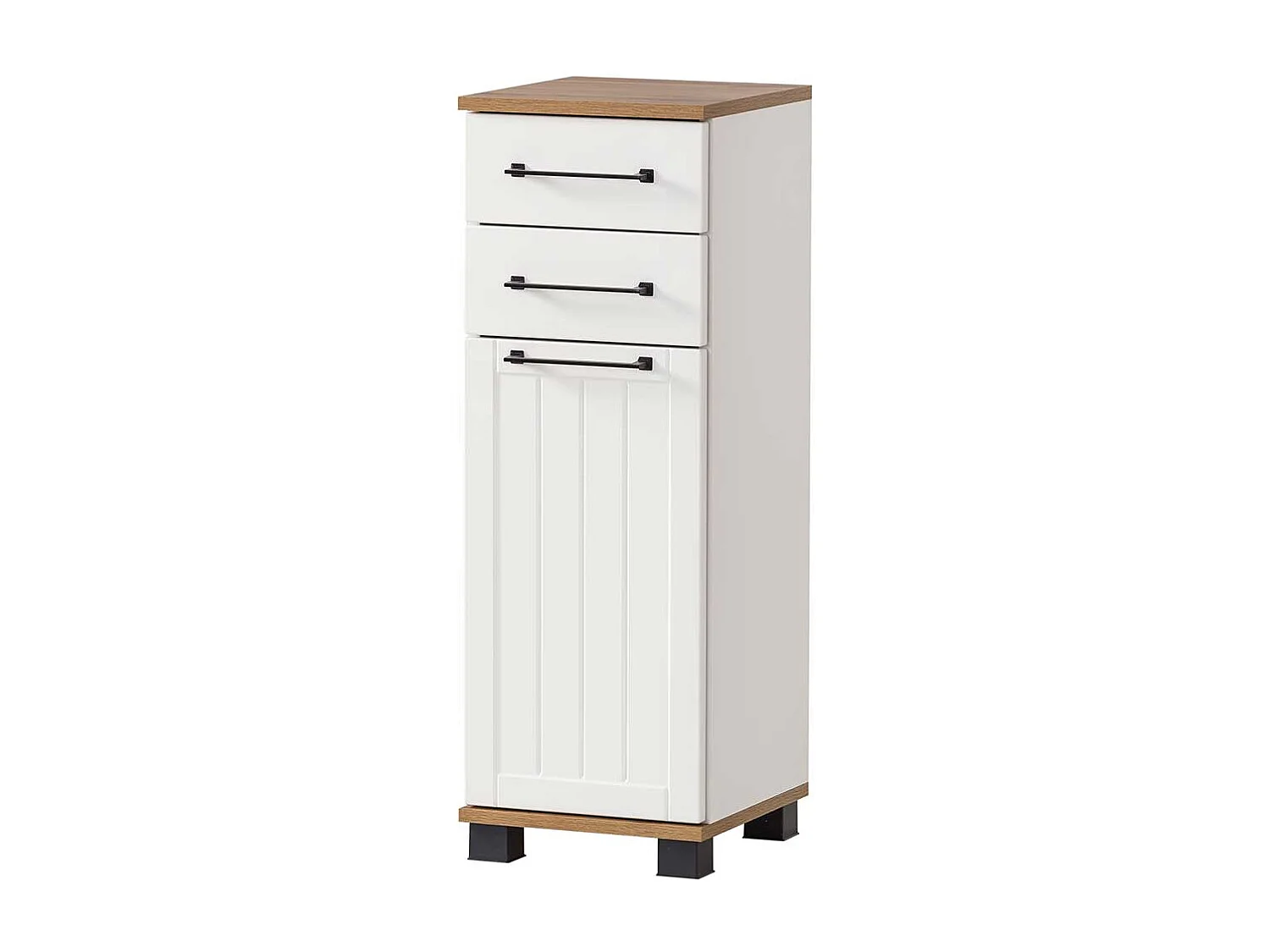 Badezimmer Unterschrank in Eichefarben und Weiß Landhausstil