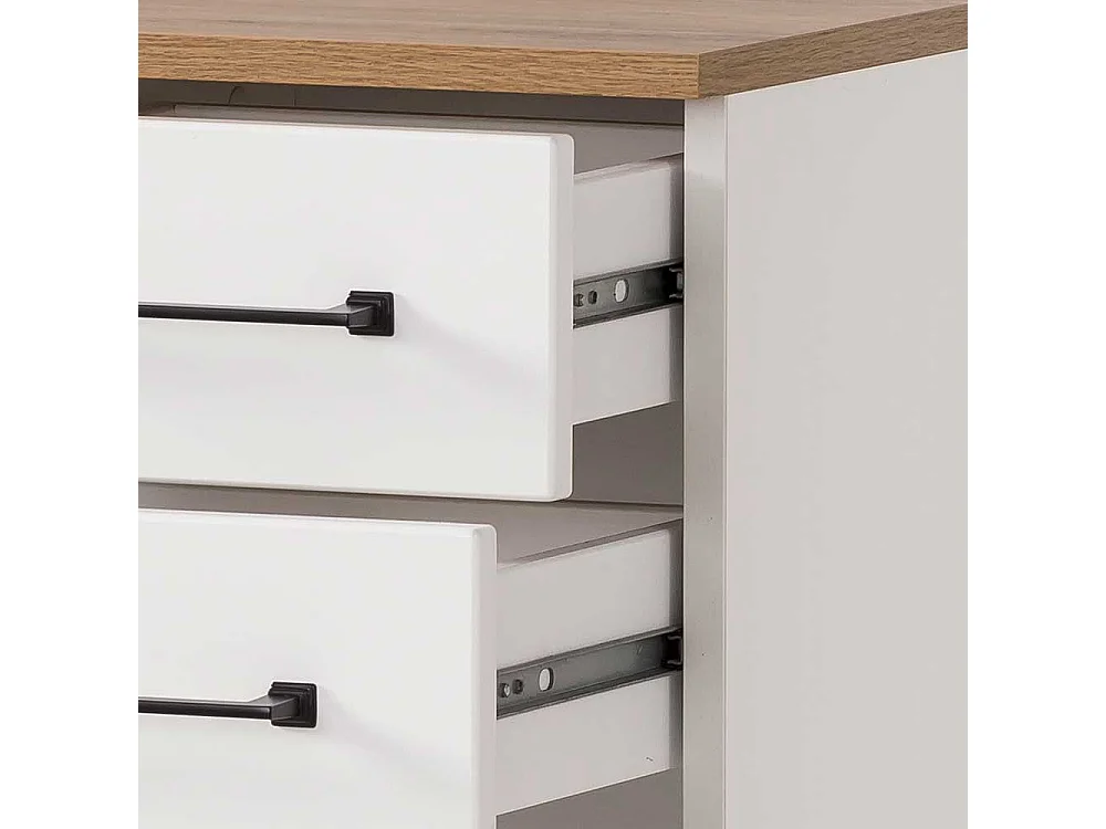 Badezimmer Unterschrank in Eichefarben und Weiß Landhausstil