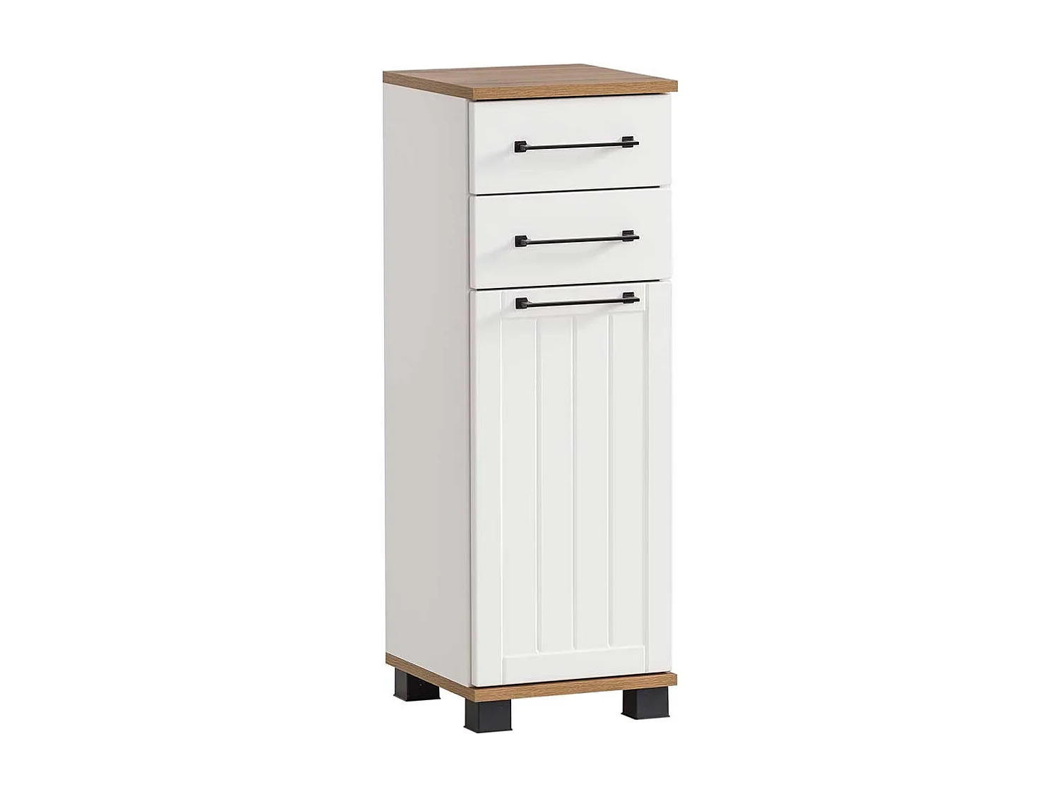 Badezimmer Unterschrank in Eichefarben und Weiß Landhausstil