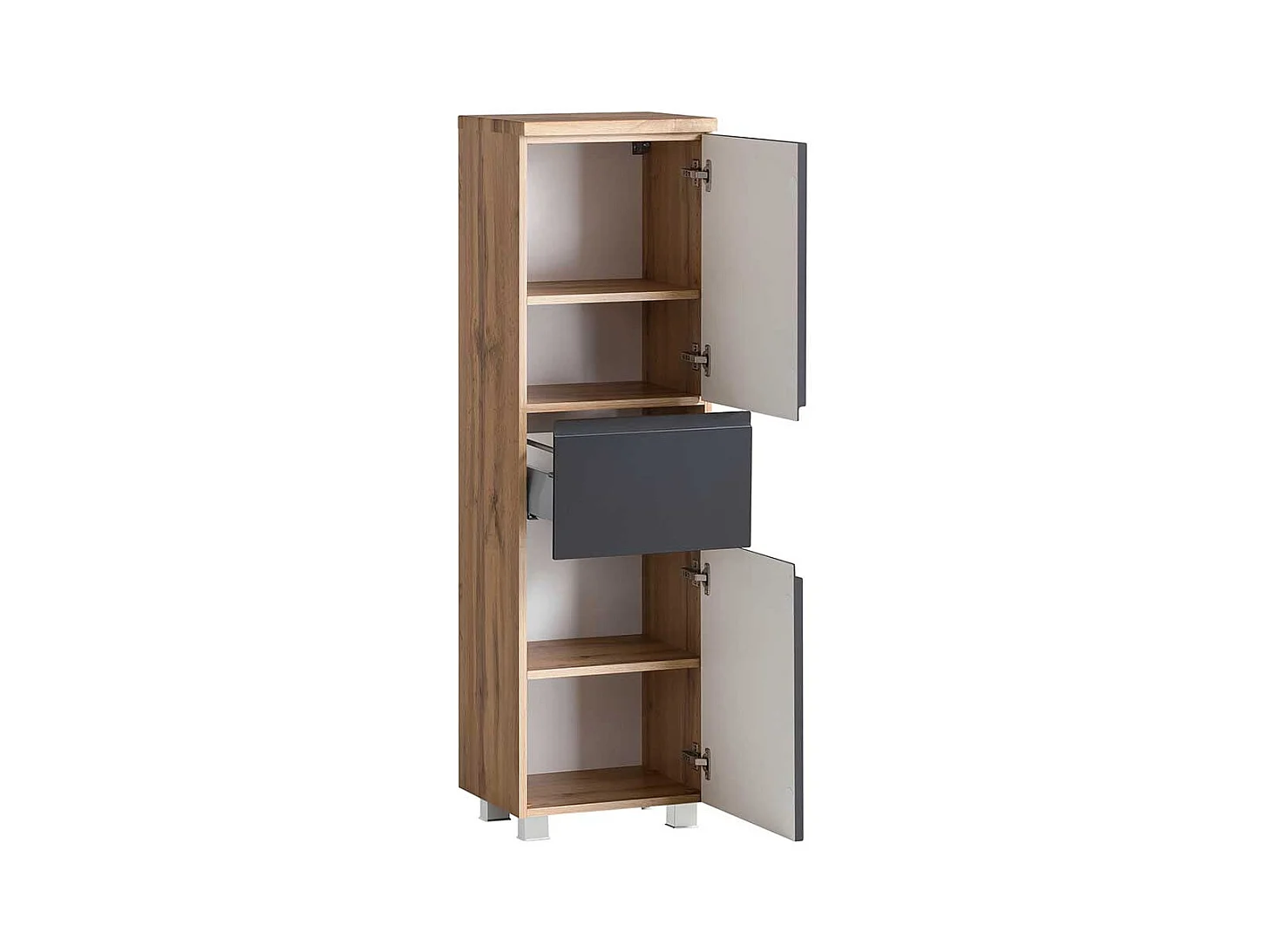 Midischrank für Badezimmer in Wildeichefarben Dunkelgrau