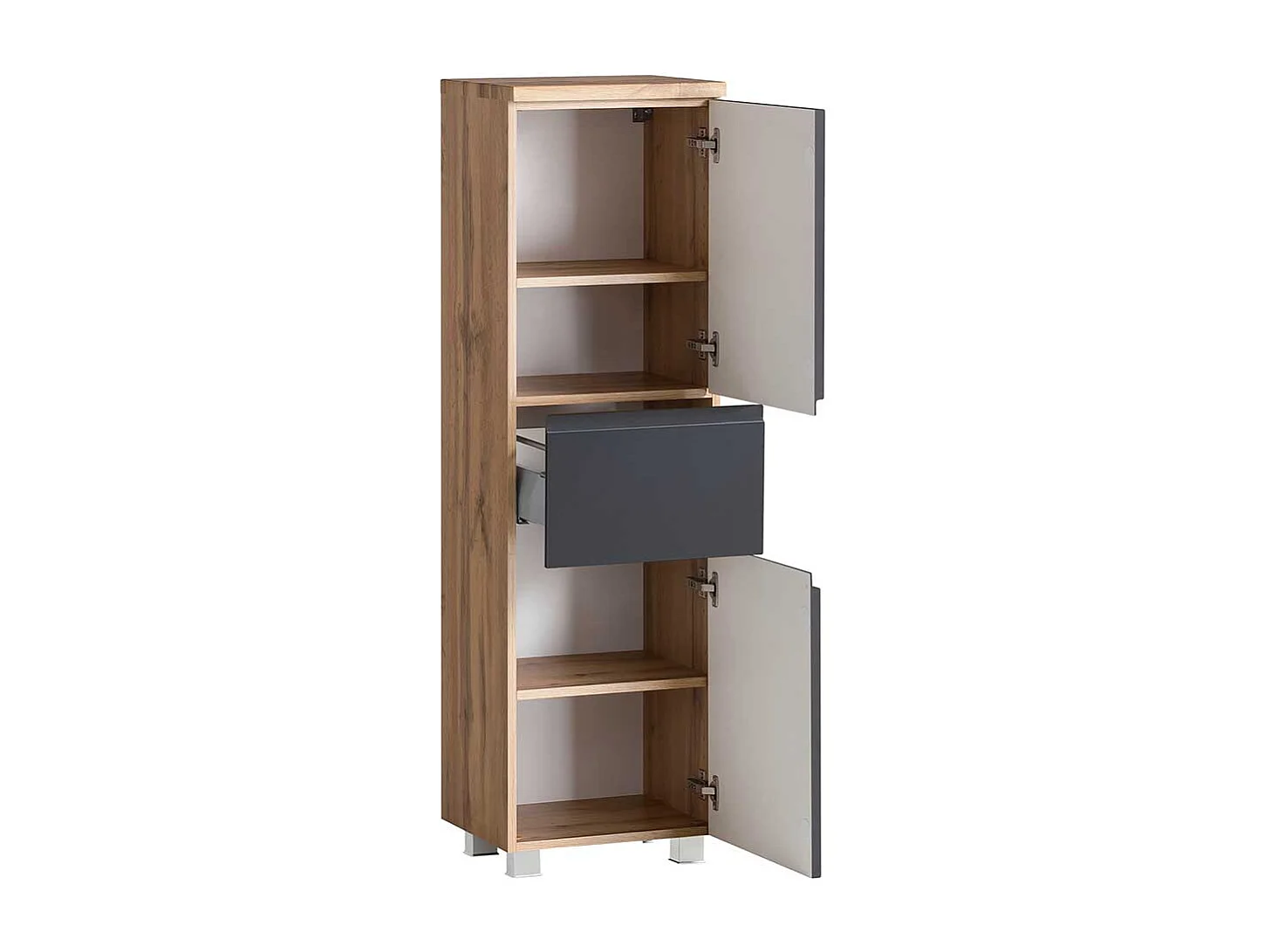 Midischrank für Badezimmer in Wildeichefarben Dunkelgrau