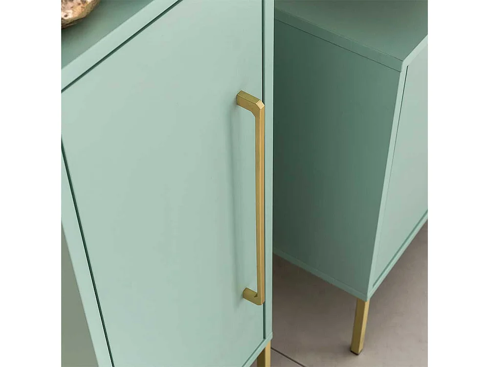Bad Hochschrank in Mintgrün und Goldfarben Made in Germany